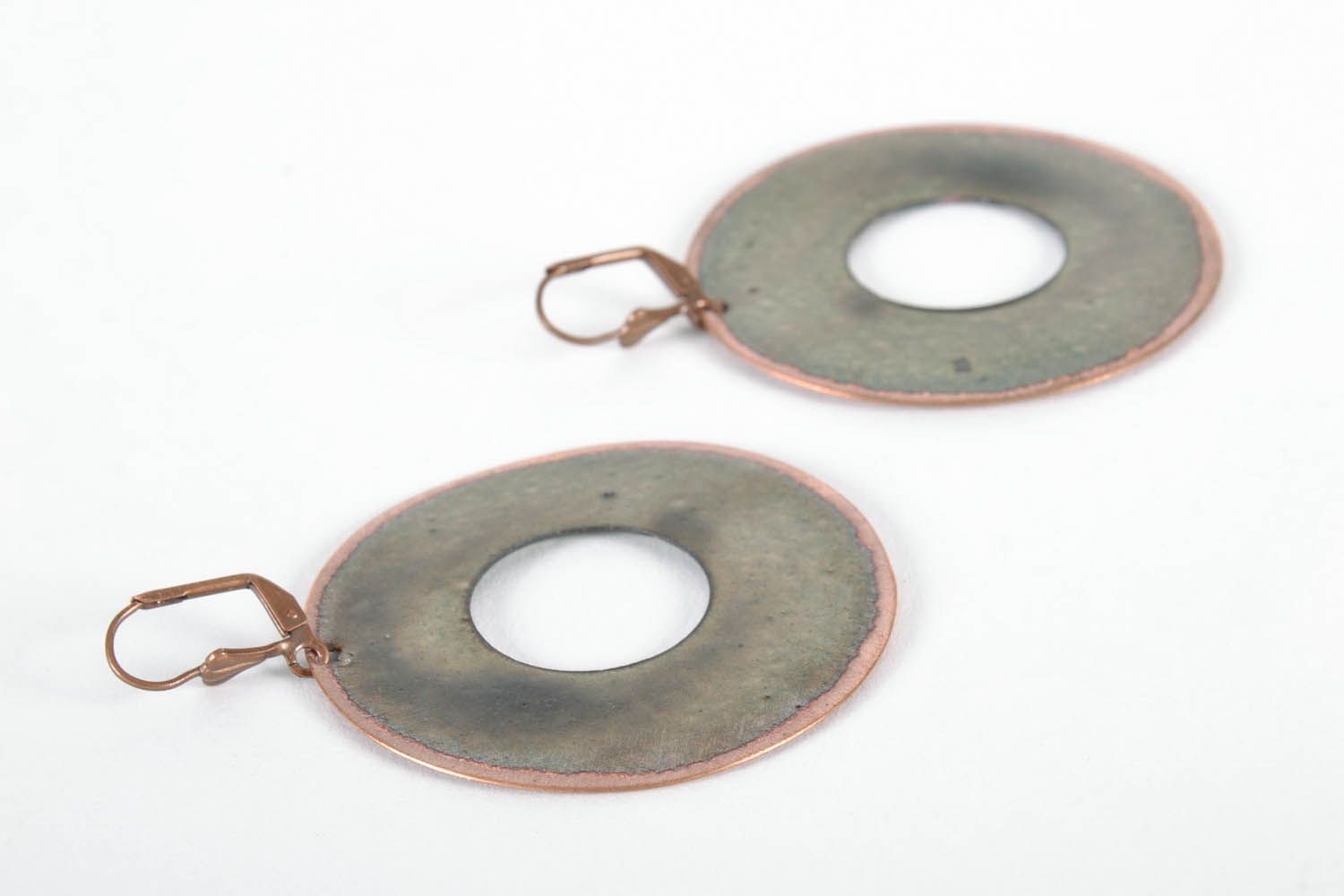 Red Earrings Made of Copper  photo 3