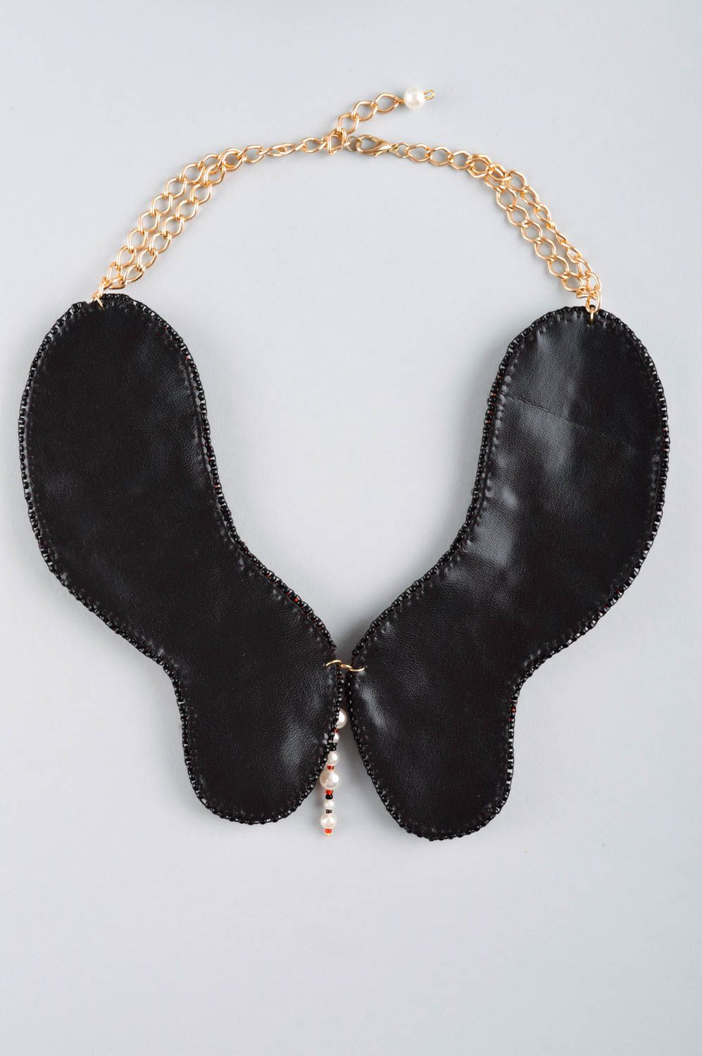 Collier noir Bijou fait main brodé de perles de rocaille Cadeau pour femme photo 4