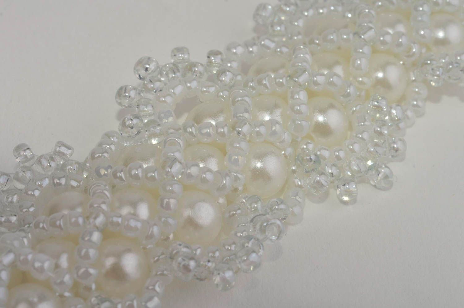 Hand-woven bracelet handmade seed bead bracelet fashion jewelry white bracelets photo 5