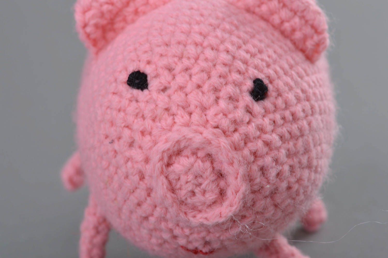 Beautiful pink handmade crochet soft toy pig for children and decor photo 2