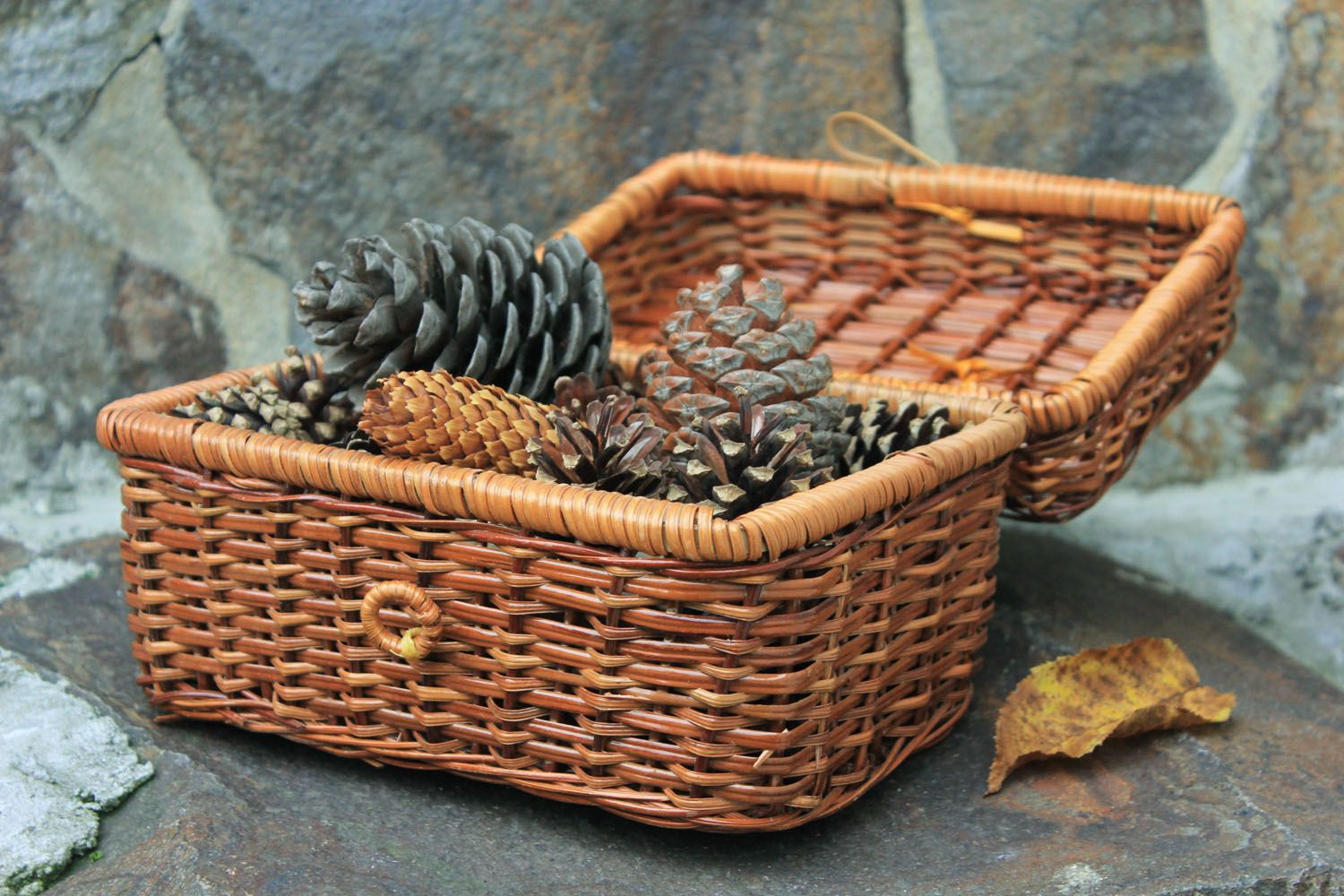 Handmade Weiden Korb mit Deckel für Picknick foto 1