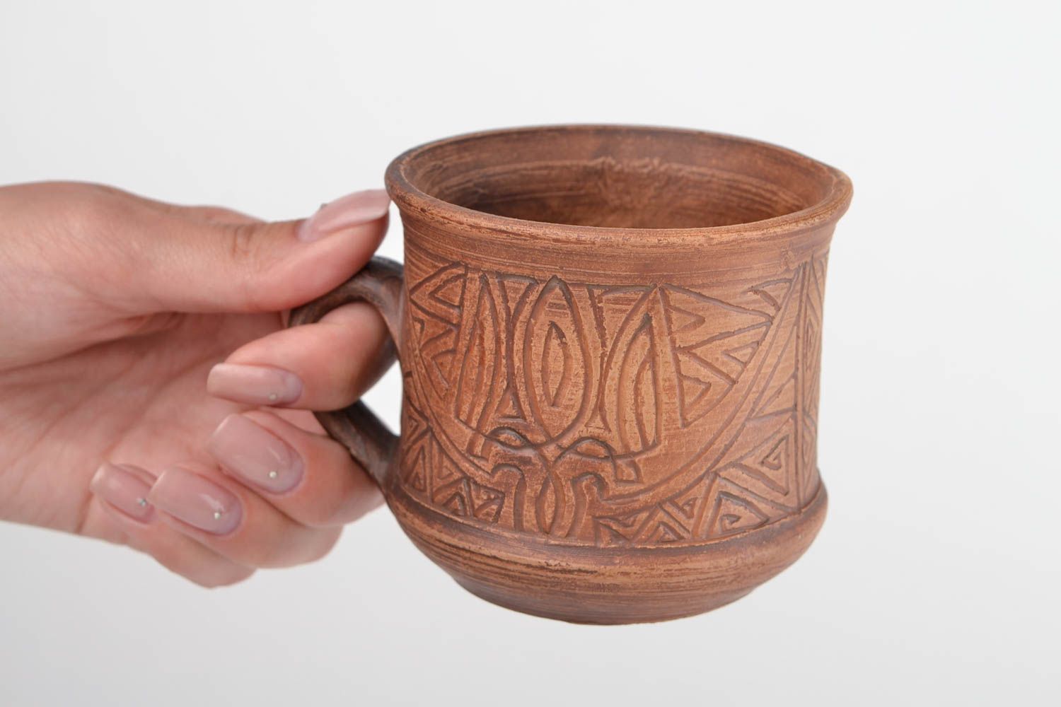 Красивая чашка ручной работы глиняная посуда керамическая чашка 250 мл для чая фото 2