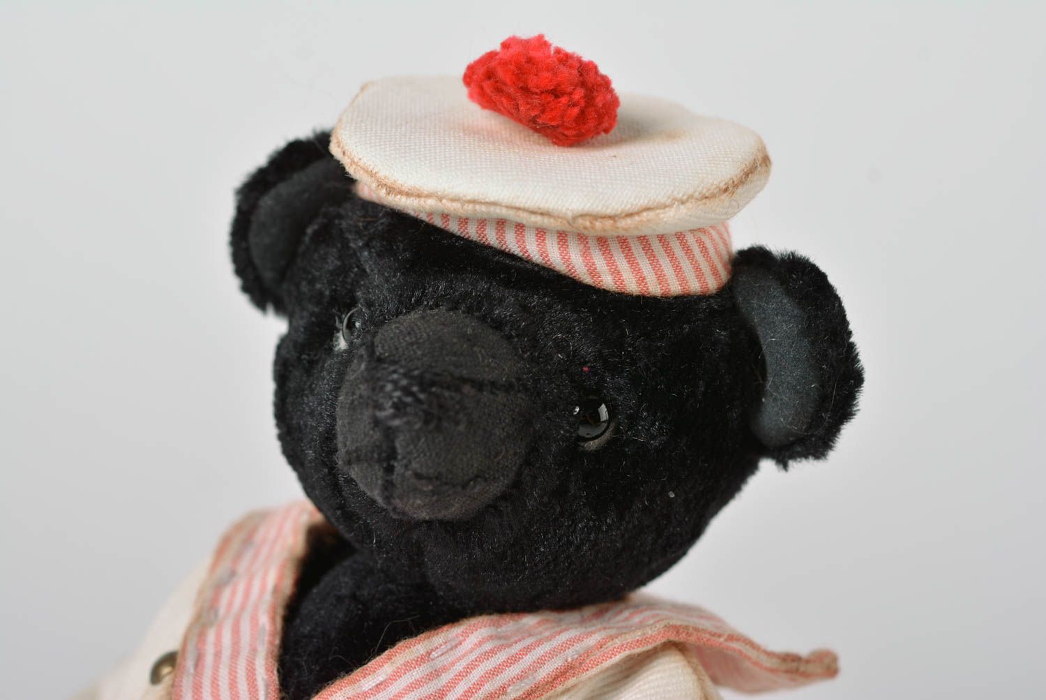 Плюшевый мишка игрушка ручной работы интересный подарок для дома черный фото 3