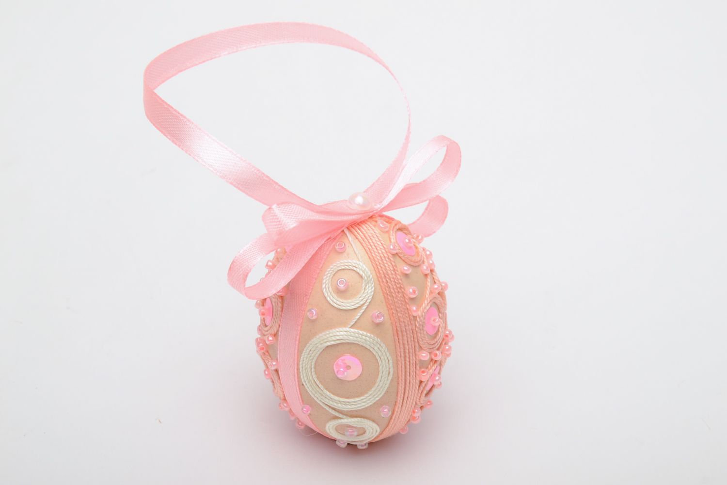 Интерьерная подвеска в виде яйца розовая нежная  фото 3
