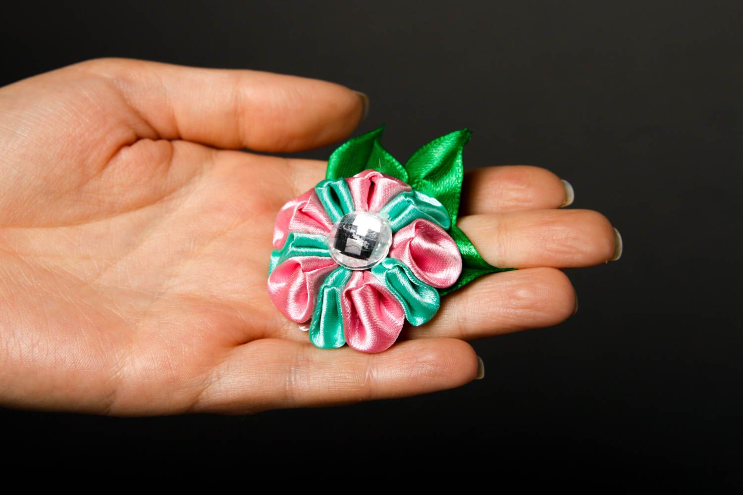 Handmade kanzashi barrette satin hair hair clip flower accessories satin jewelry photo 3