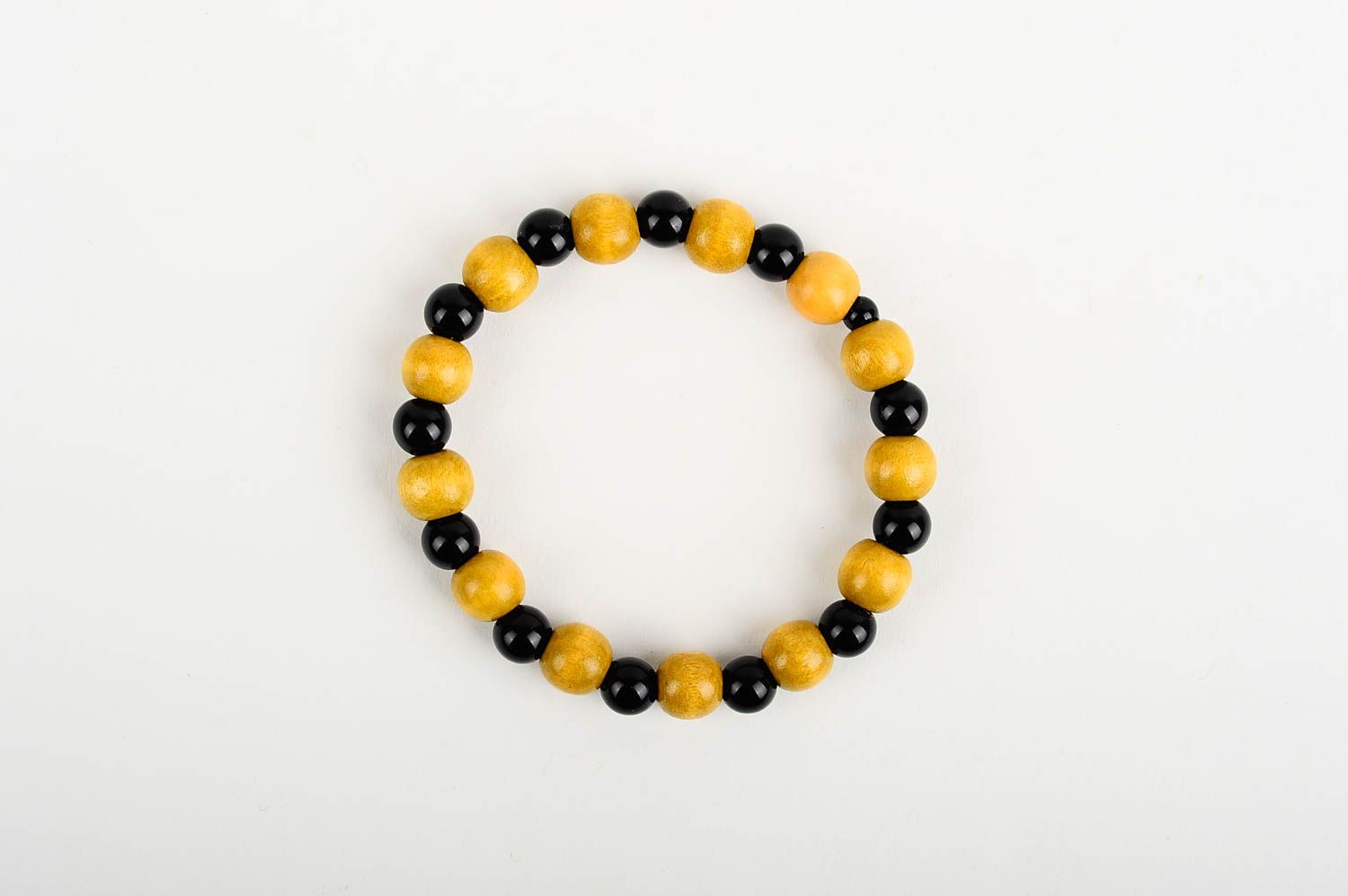 Bracelet design Bijou fait main jaune et noir en bois Accessoire femme cadeau photo 1