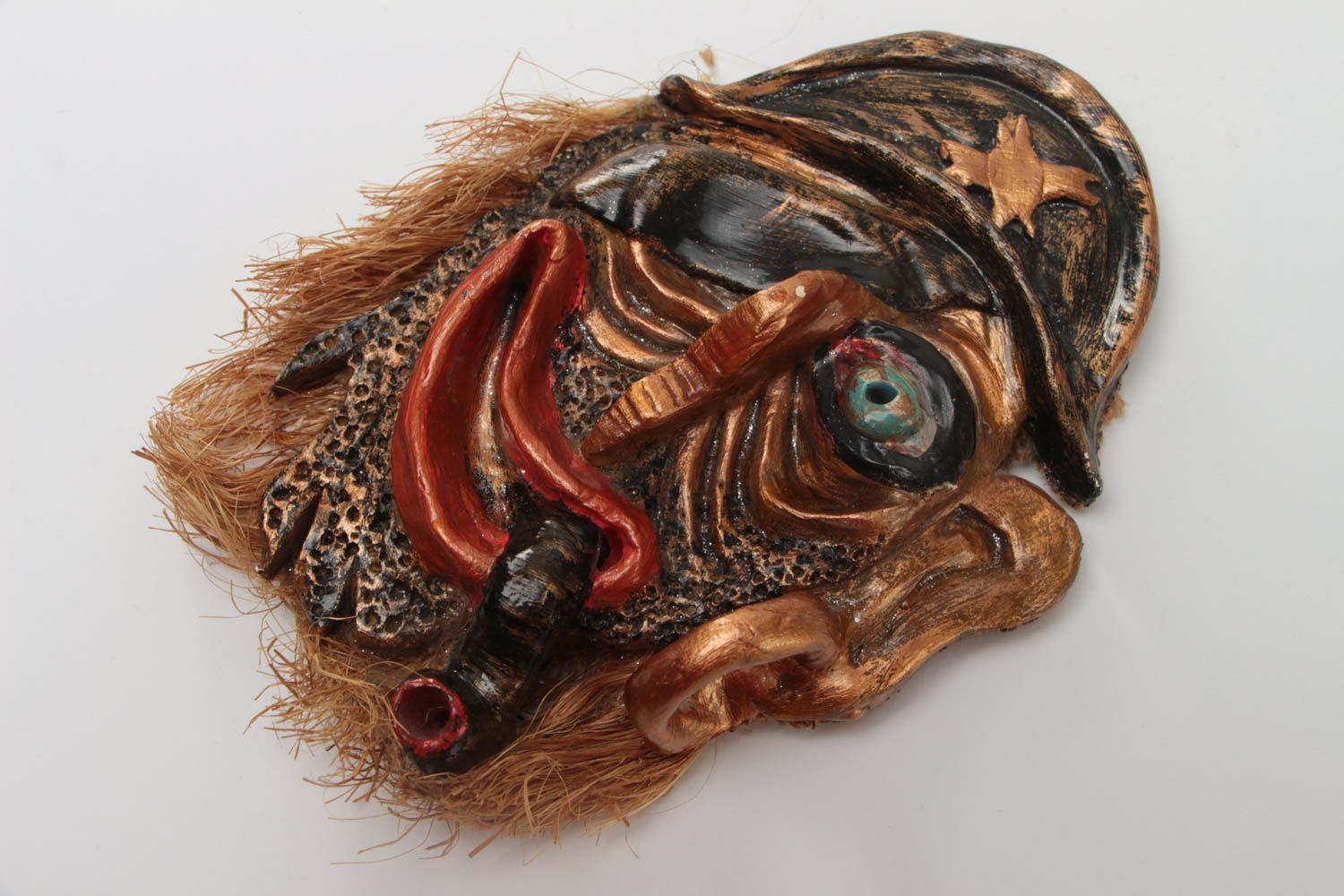 Seeräuber Maske für Interieur aus Ton schön handmade originell für Haus Dekor foto 2