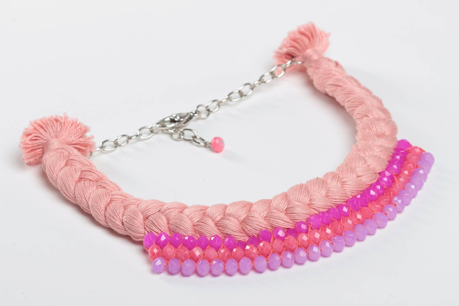 Handmade Modeschmuck Halskette Damen Collier Accessoire für Frauen rosa zart foto 2