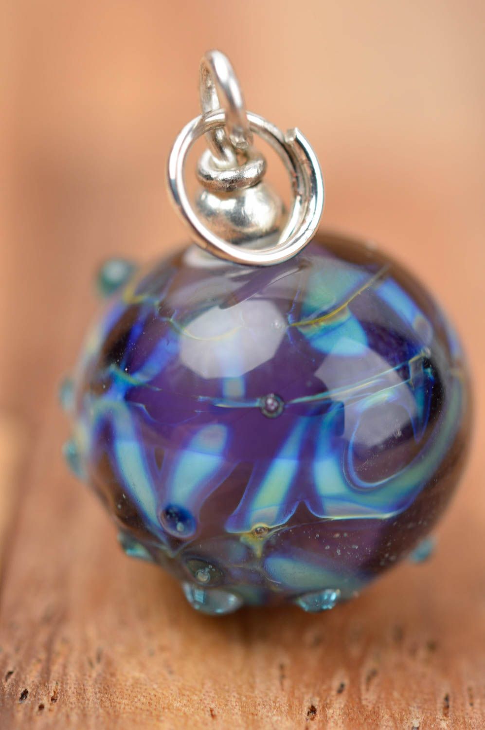 Perle en verre faite main Fourniture pour bijoux bleu-violet Loisirs créatifs photo 3