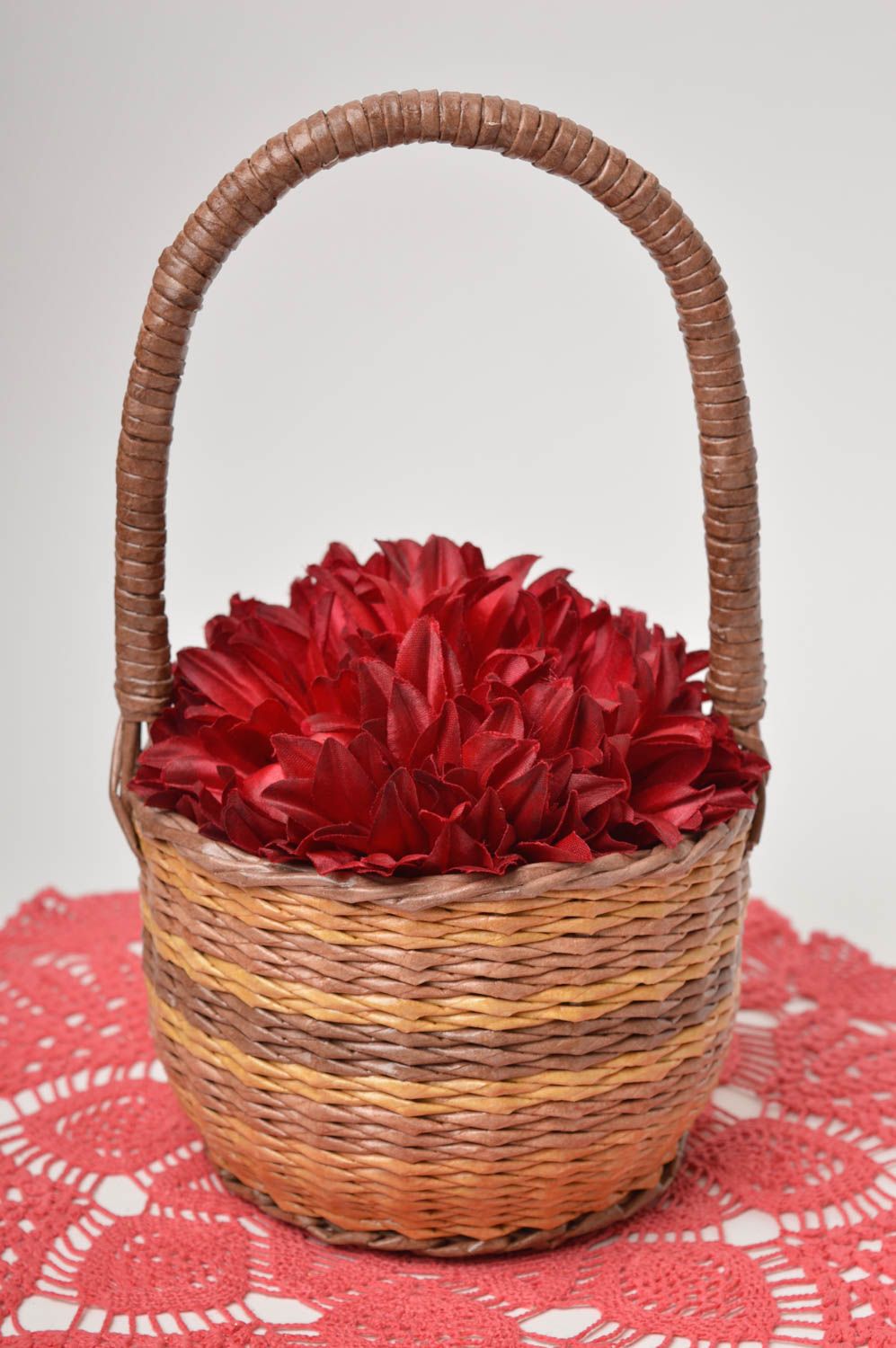 Handmade basket storage basket home decor paper basket weaving housewarming gift photo 1