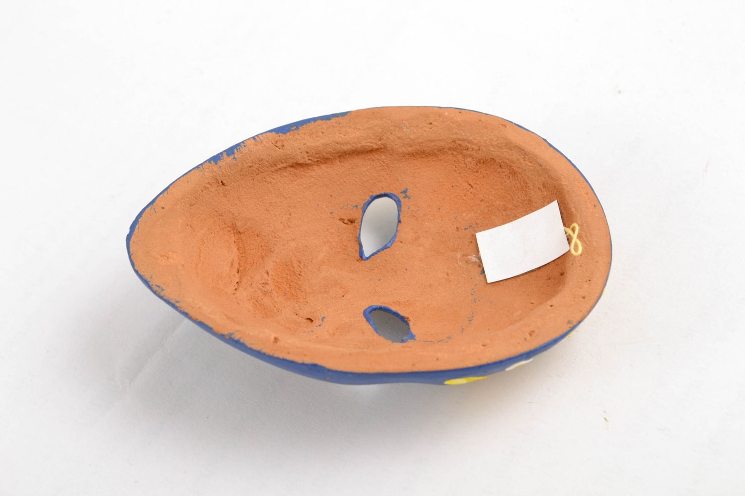 Maschera in ceramica piccola fatta a mano souvenir da parete dipinto originale  foto 5