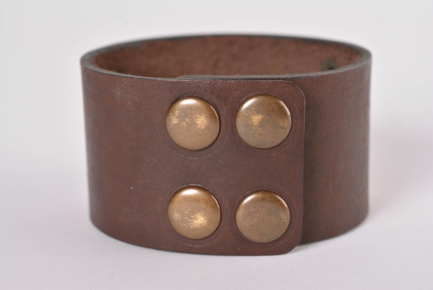 Handmade unusual brown bracelet designer stylish bracelet wide wrist bracelet photo 3