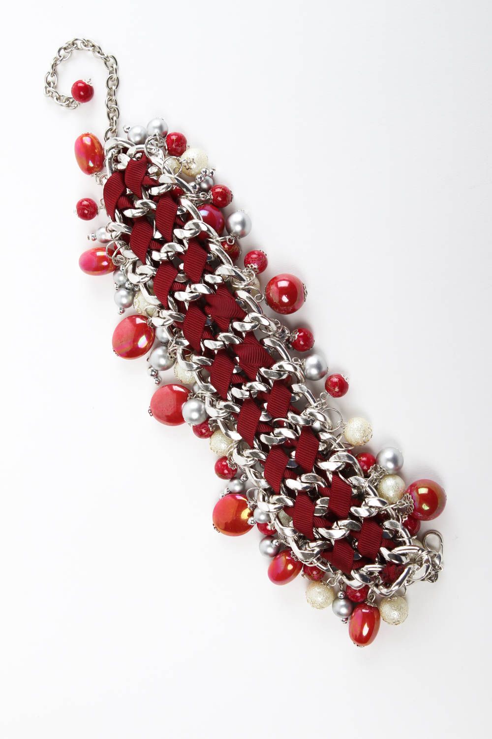 Collier perles fantaisie fait main Bijou rouge Accessoire original Cadeau femme photo 3