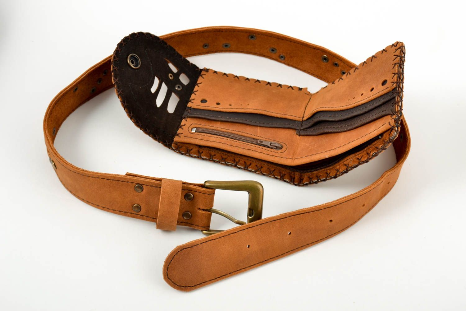 Cinturón de hombres y cartera de cuero artesanales accesorios de moda masculina foto 4
