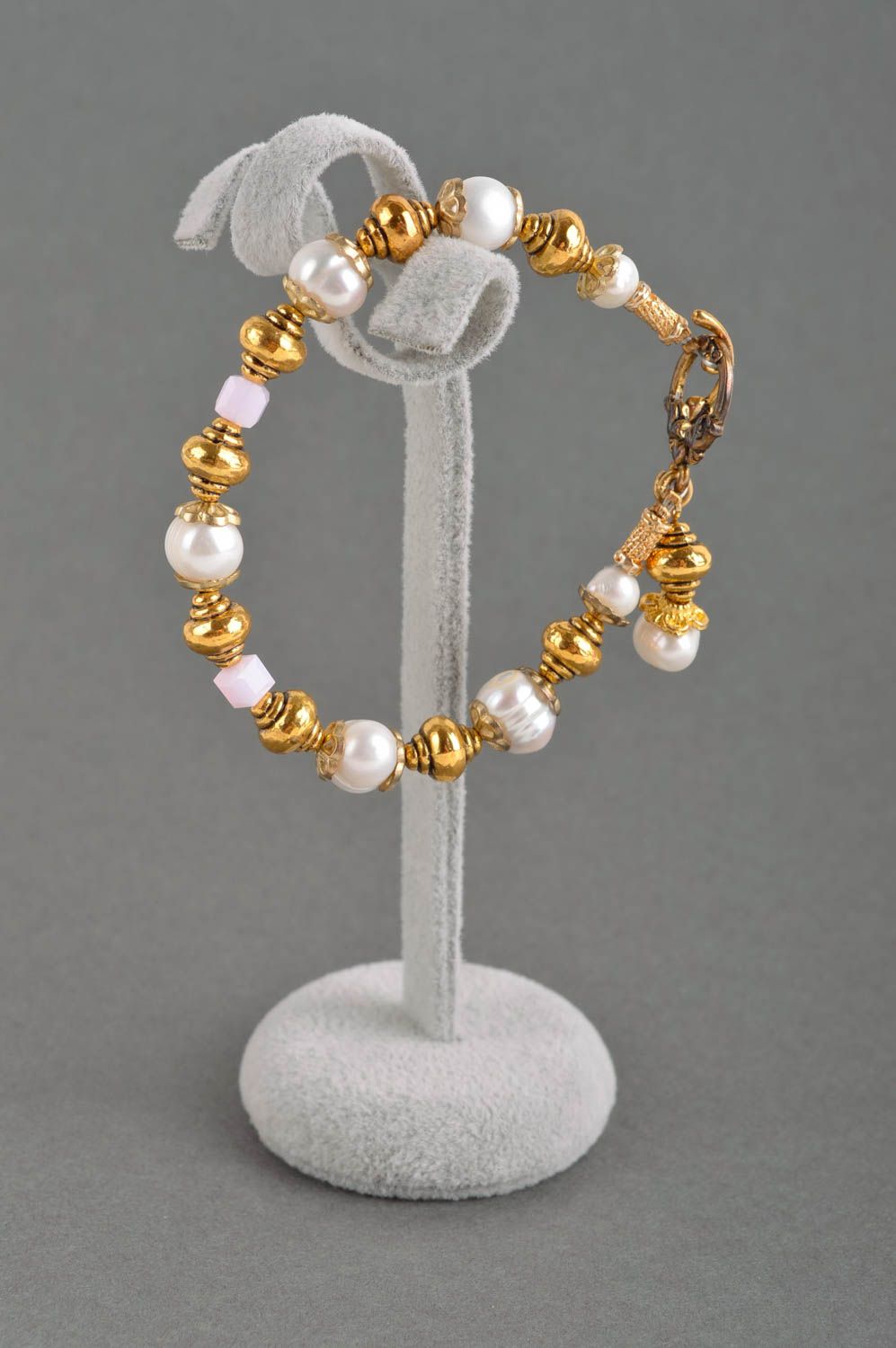 Bracelet fantaisie Bijou fait main design perles cristaux Accessoire femme photo 1