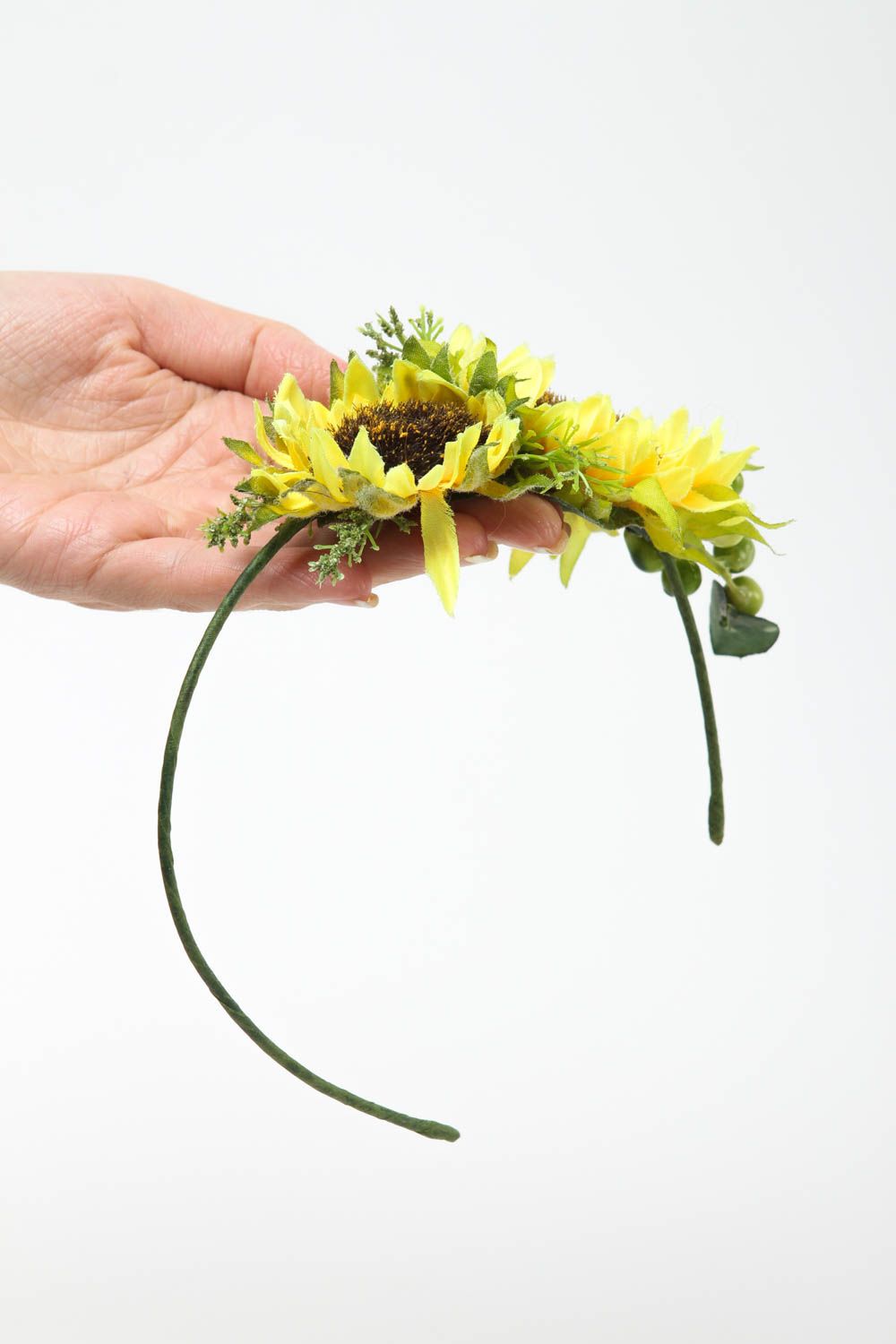 Serre-tête fleurs fait main Accessoire coiffure tournesols Cadeau femme original photo 5