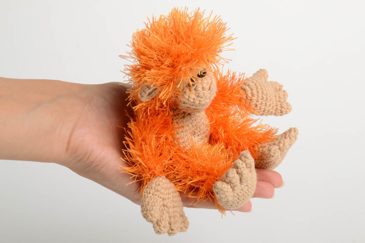 Cute crocheted toy monkey soft toy unusual handmade toy for kids cute toy photo 5