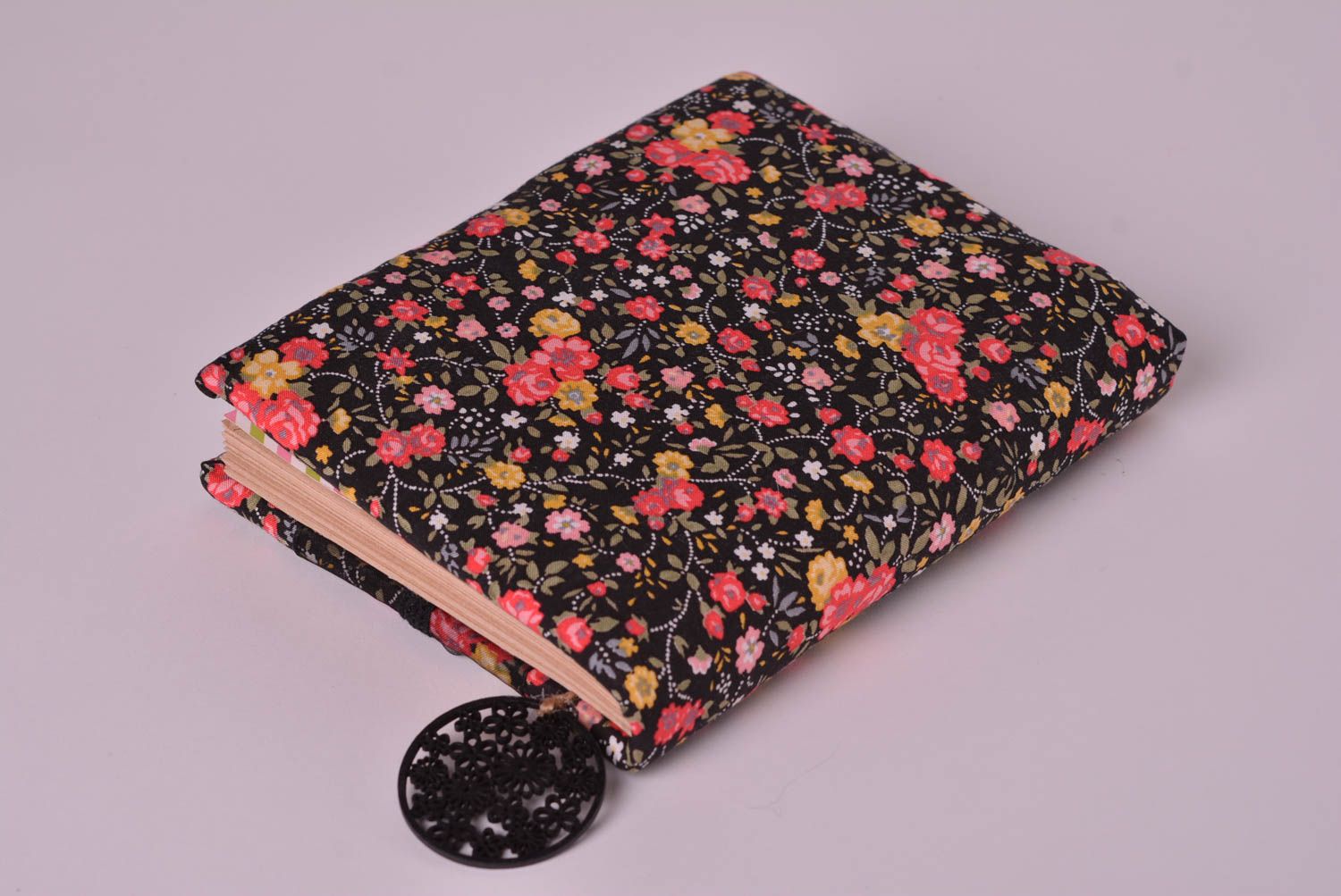 Handmade notebook handmade sketchbook black floral notepad unusual gift for girl photo 5