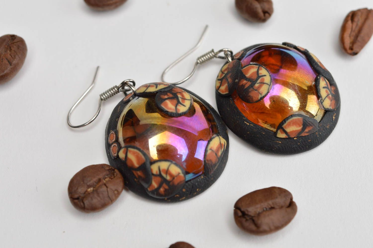 Handmade earrings made of polymer clay beautiful jewelry stylish accessories photo 1