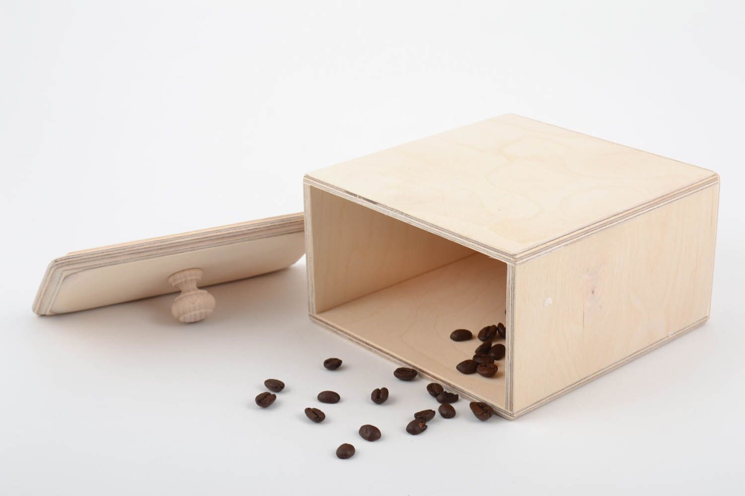 Holz Behälter für Kaffee Rohling mit Deckel zum Bemalen aus Sperrholz originell foto 1
