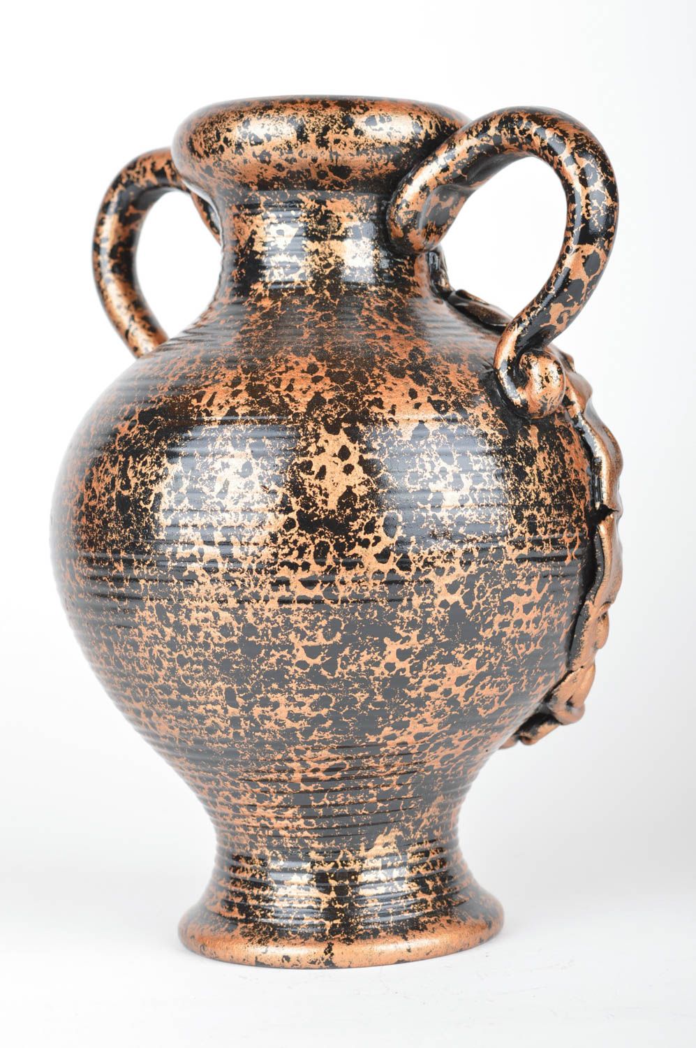 Vase décoratif en argile avec moulures fait main avec deux anses Cave vinicole photo 5