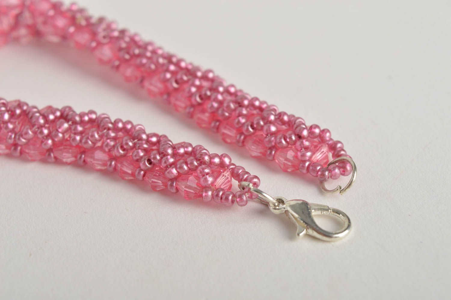 Handmade pink beaded bracelet unusual elegant bracelet trendy accessory photo 3