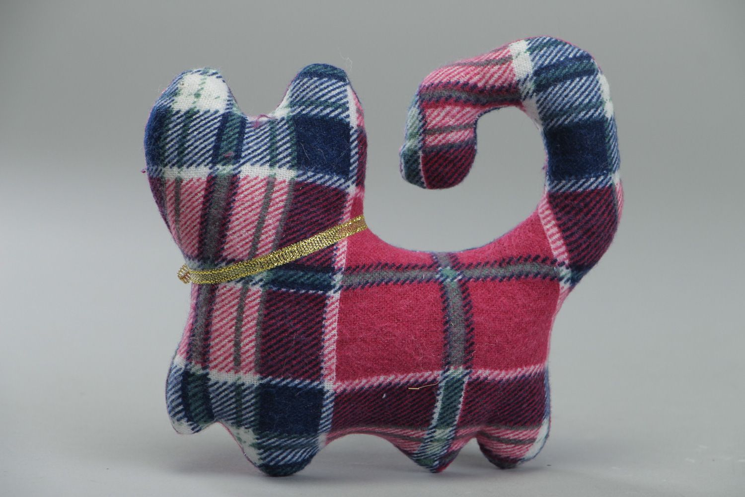Petite peluche décorative en laine à carreaux faite main original pour enfant  photo 3
