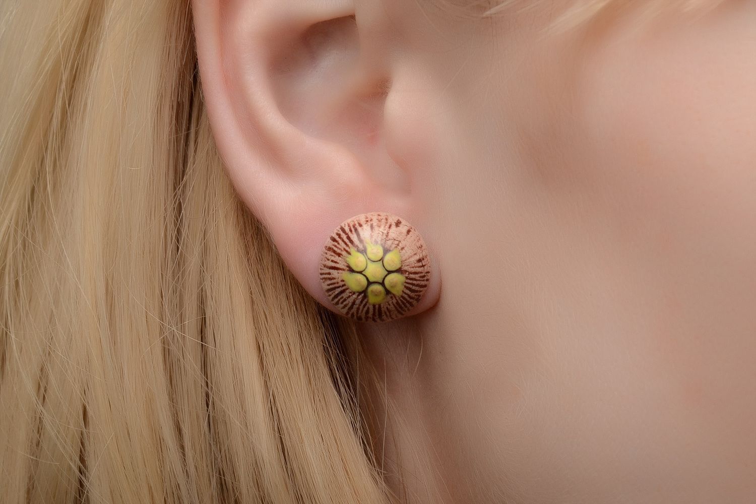 Beautiful designer handmade ceramic earrings with color enamel for women photo 2