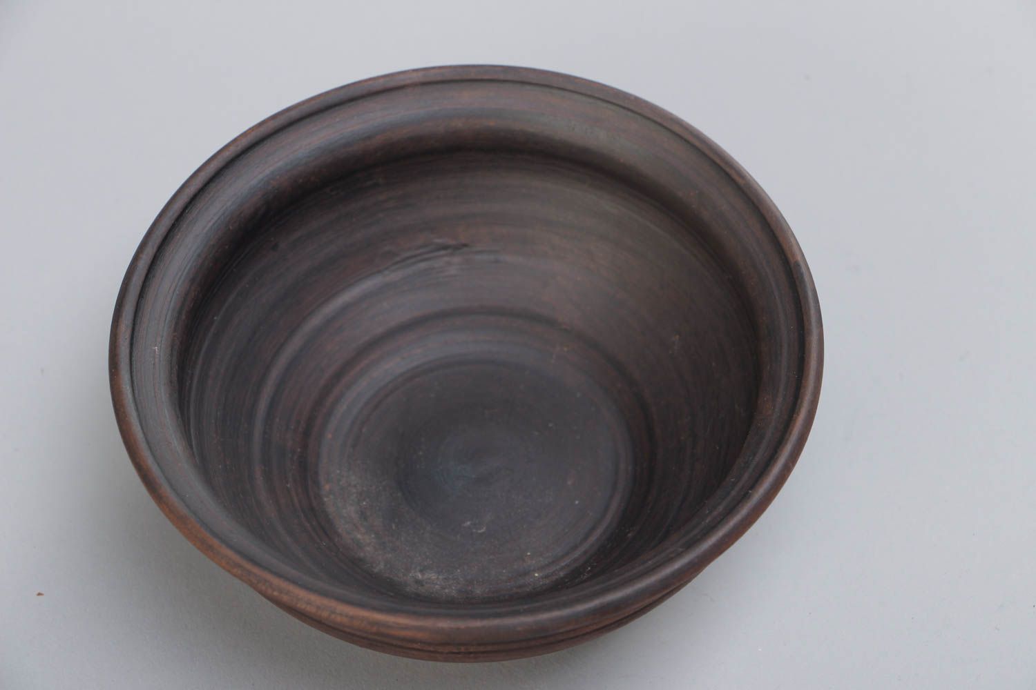 Homemade decorative bowl molded of clay in ethnic style kilned with milk 400 ml photo 3