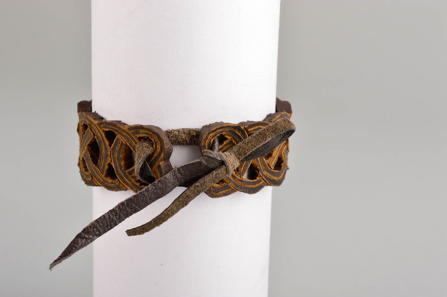 Handmade breites Lederarmband Designer Accessoire Schmuck Armband originell foto 2