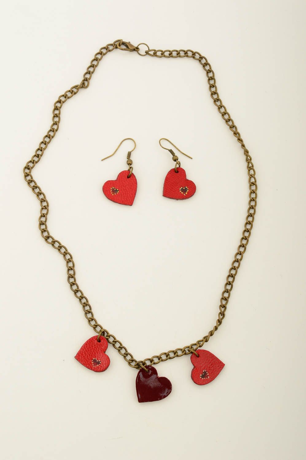 Stylish handmade leather earrings necklace design costume jewelry set ideas photo 3