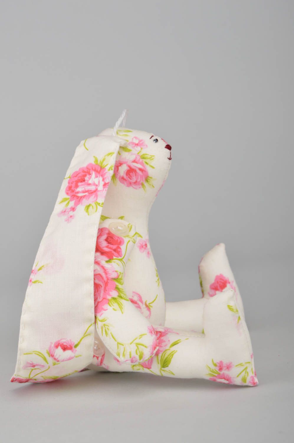 Jouet lapin en tissu à fleurs faite main décorative originale cadeau photo 3