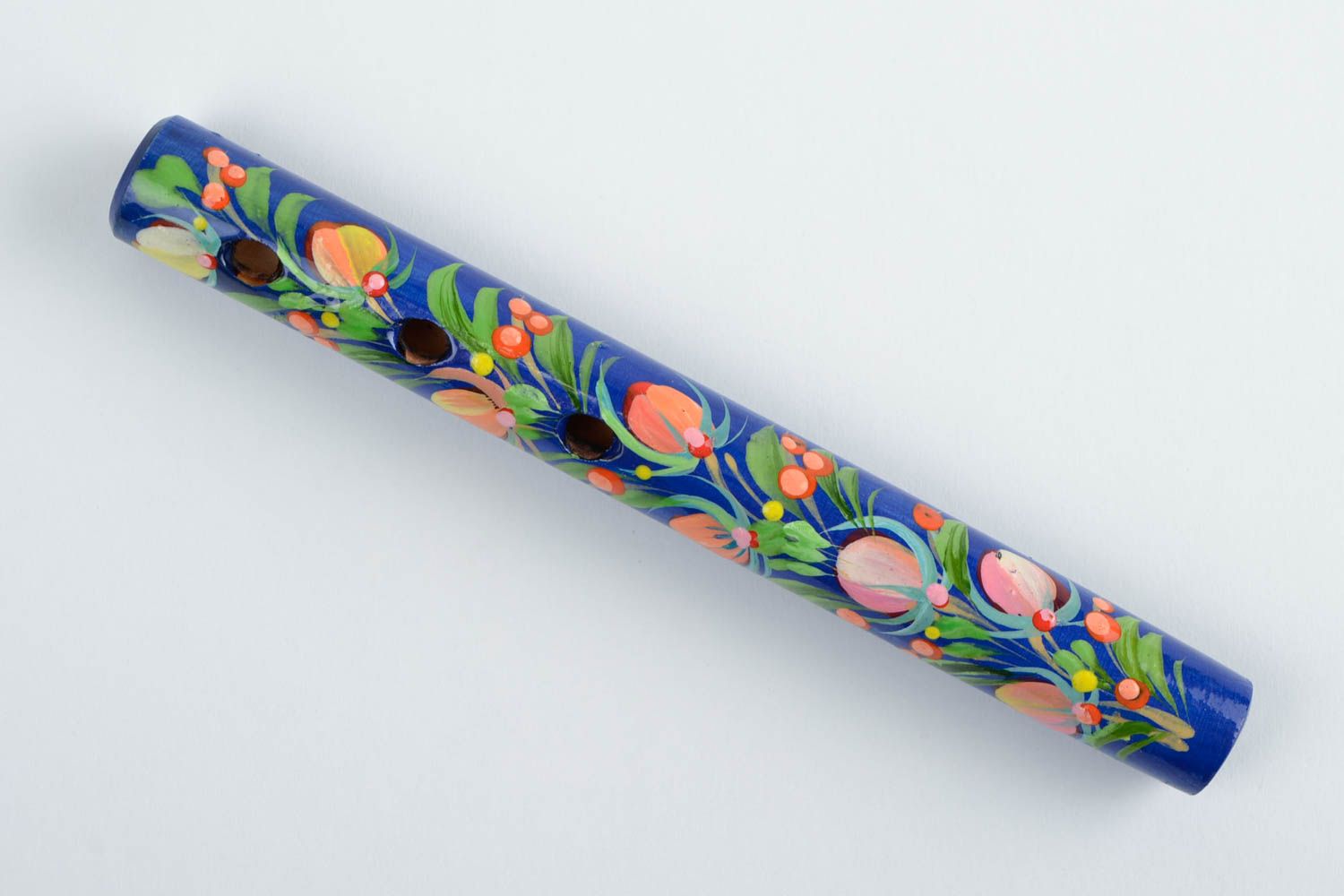 Wooden tin whistle handmade Petrykivka painting flute designer ethnic present photo 3
