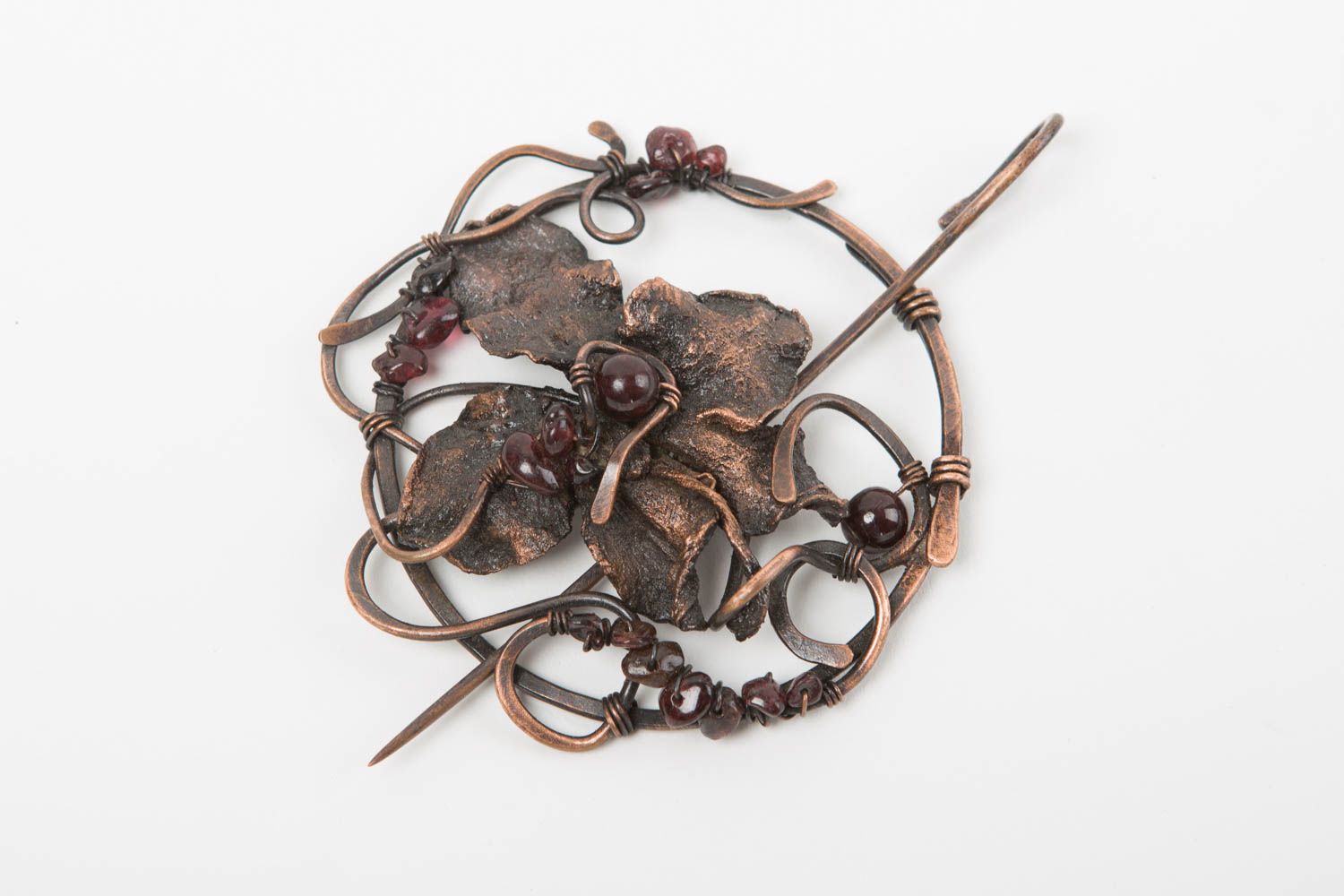 Handmade brooch designer accessory gift ideas unusual brooch copper jewelry photo 2