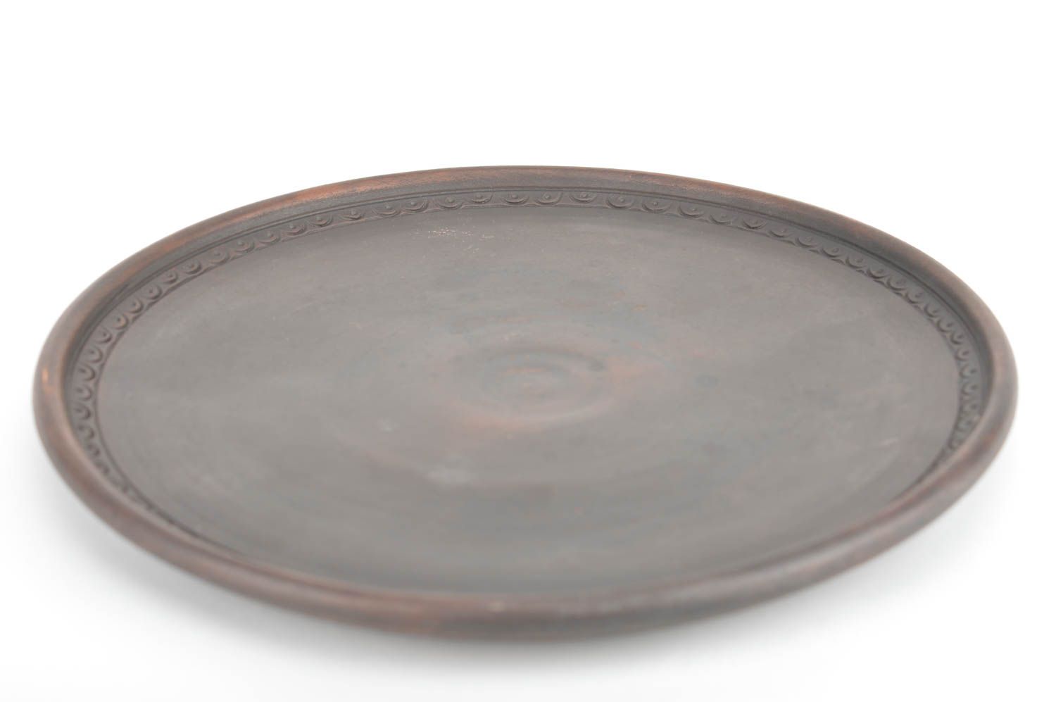 Round handmade 12 inches wide ceramic tray 3,3 lb photo 2