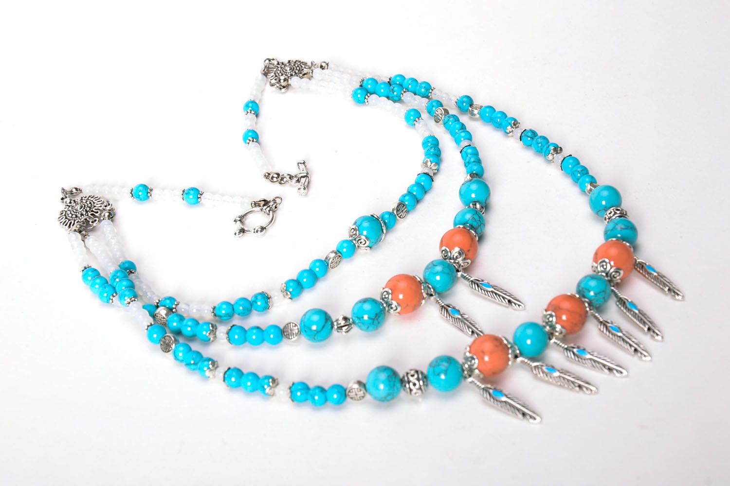 Necklace with turquoise and moon stone photo 5