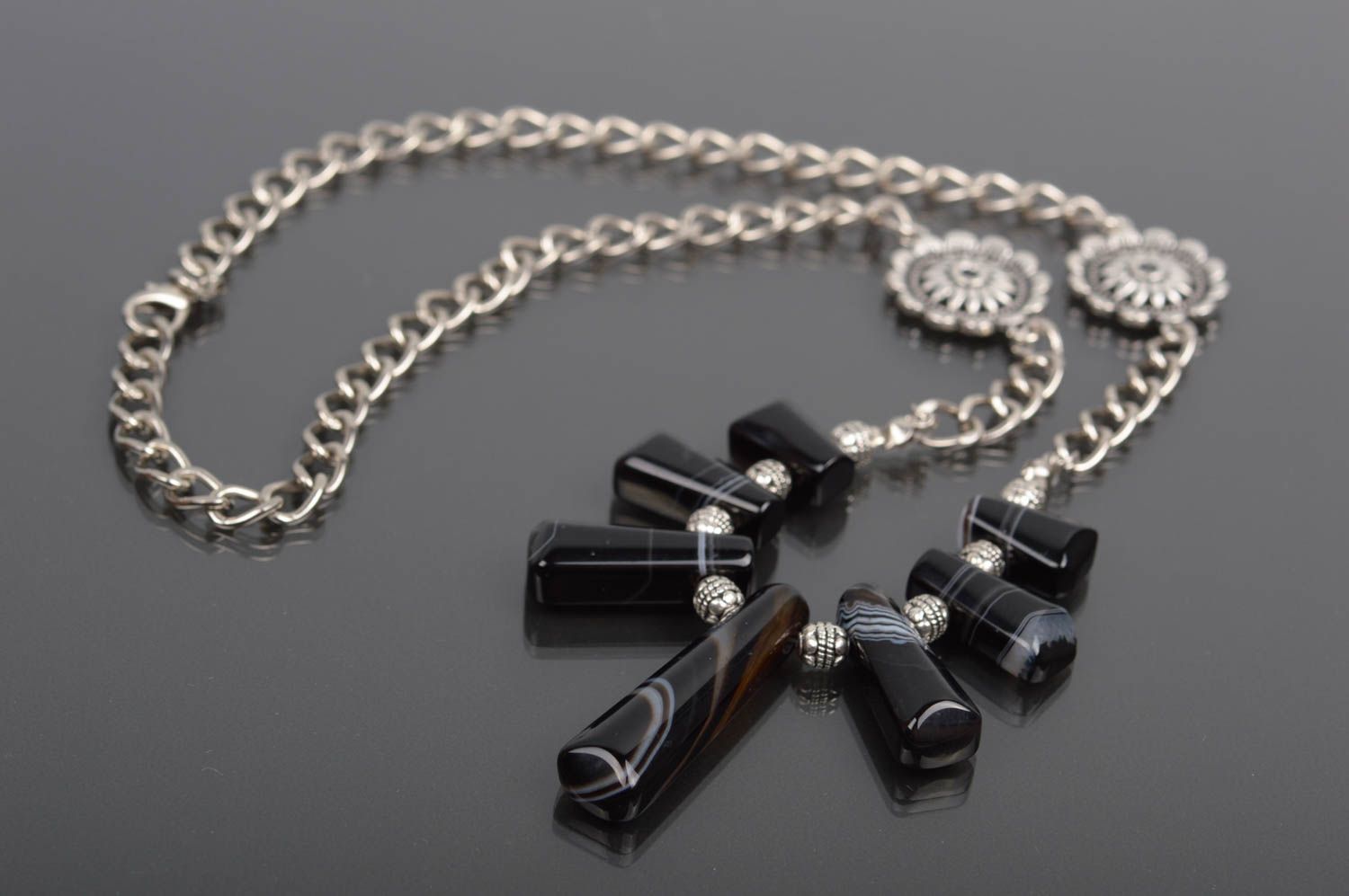 Designer necklace handmade elegant jewelry necklace with natural stone photo 2