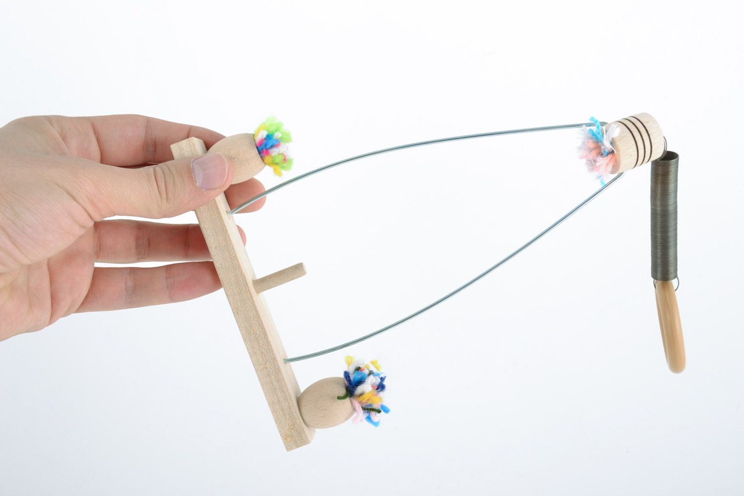 Handmade wooden toy swing for dolls with unusual painting present for children photo 2