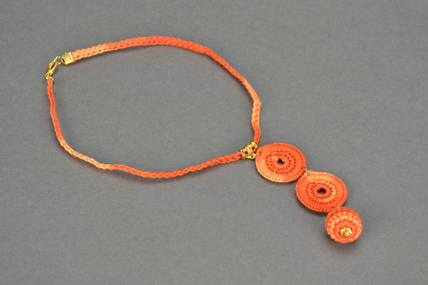 Crocheted handmade jewelry Orange photo 3