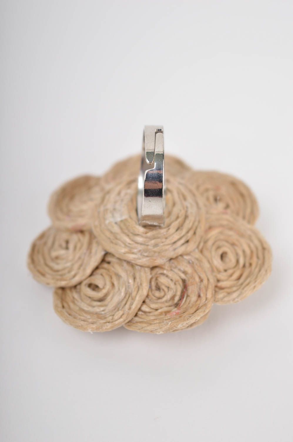 Кольцо ручной работы красивый перстень женское кольцо из шпагата разъемное  фото 4