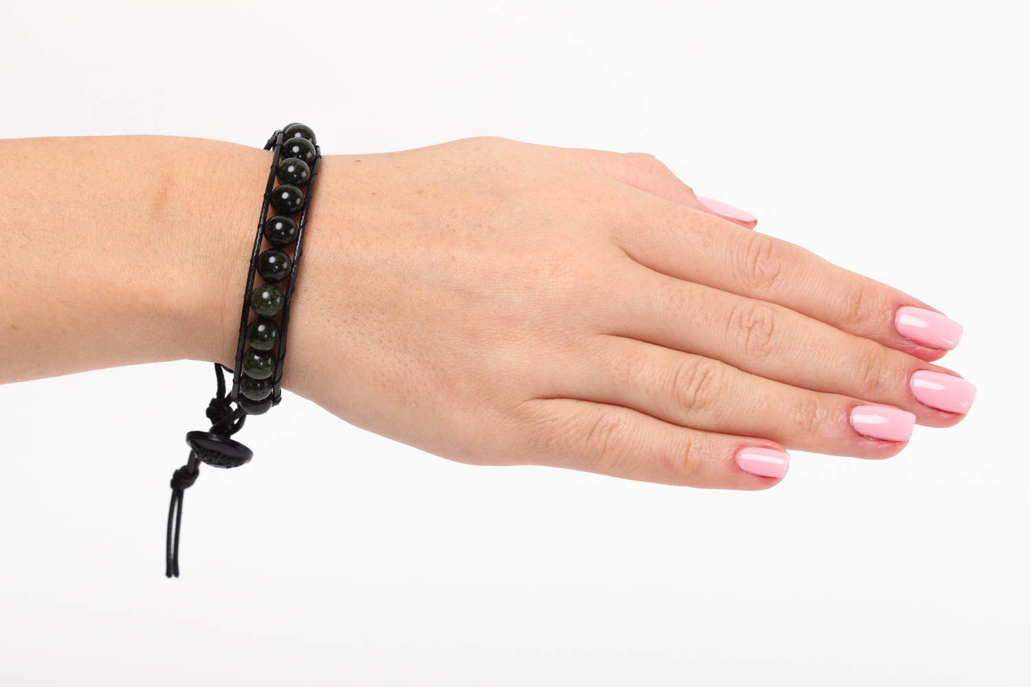 Black bracelet with natural stones serpentine bracelet fashion women bracelet photo 5