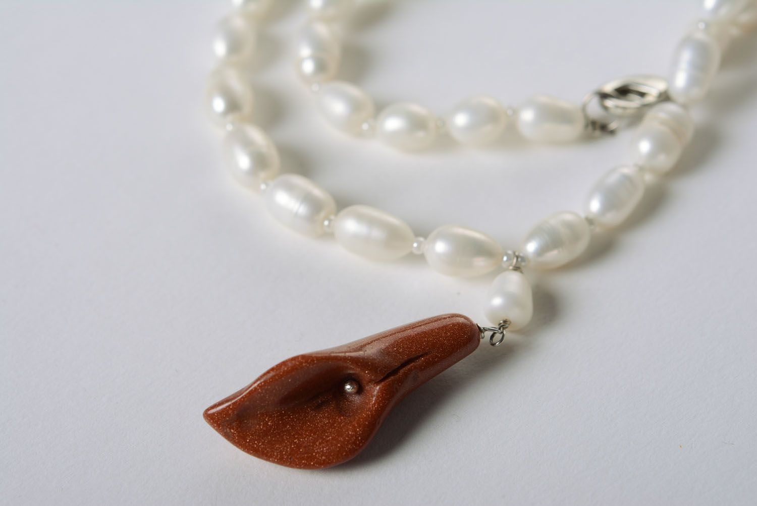 Necklace with pearls and aventurine photo 3