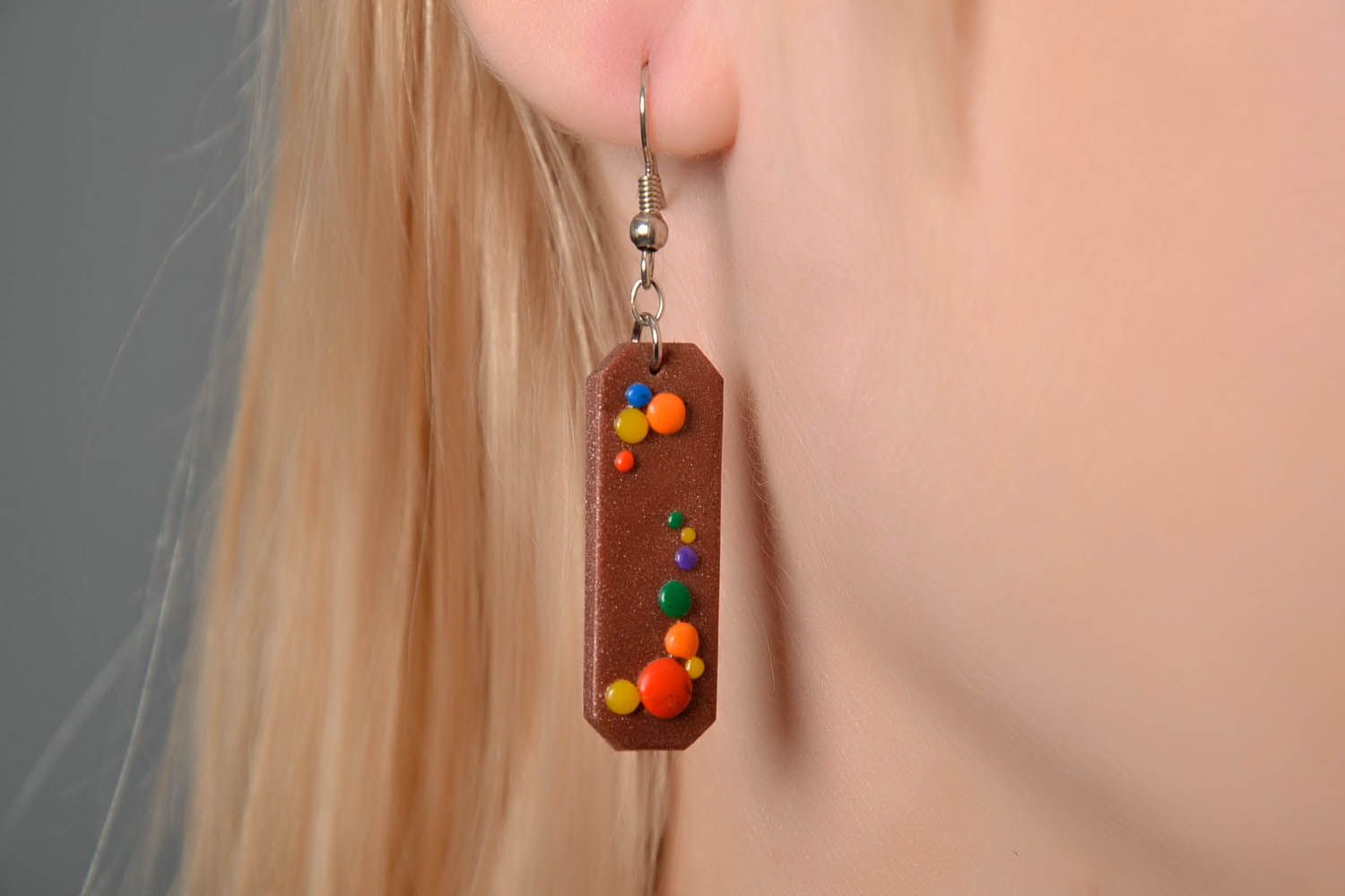 Long polymer clay earrings photo 4