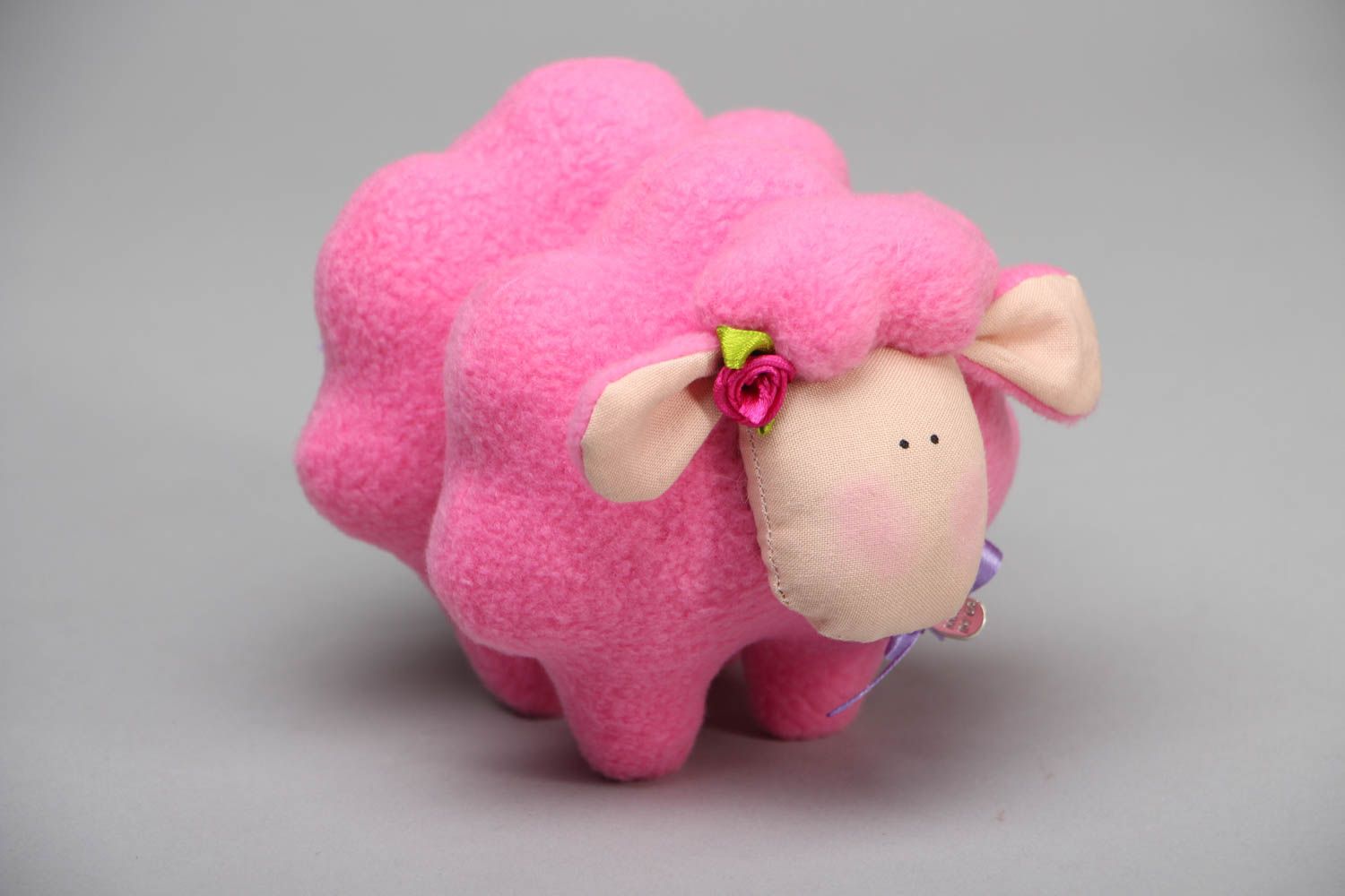 Мягкая игрушка из ткани Розовая овечка фото 1