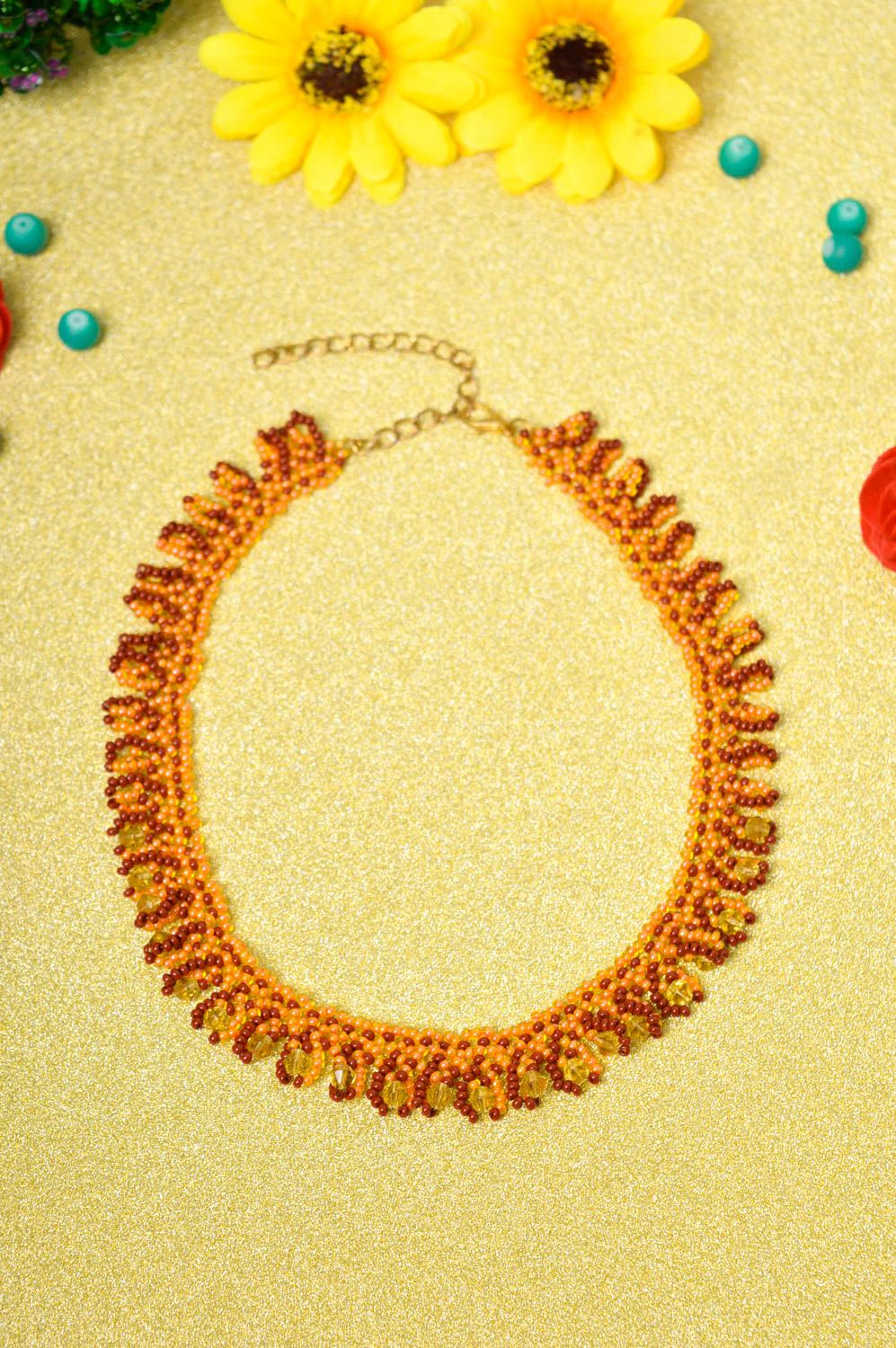 Handmade unusual beaded necklace stylish evening jewelry elegant necklace photo 1
