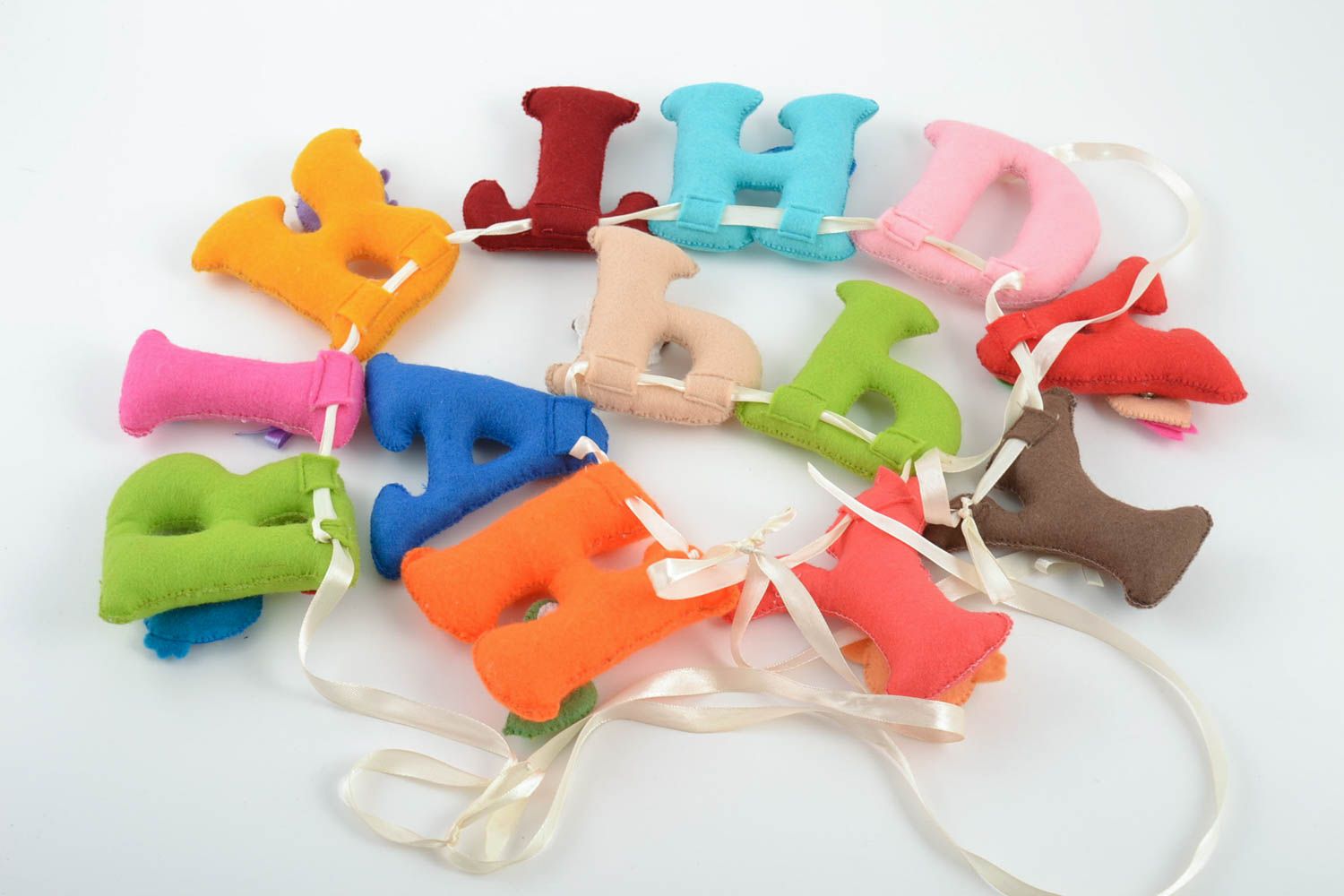 Handmade Buchstaben für Deco aus Filz Happy birthday weich originell wunderschön foto 3