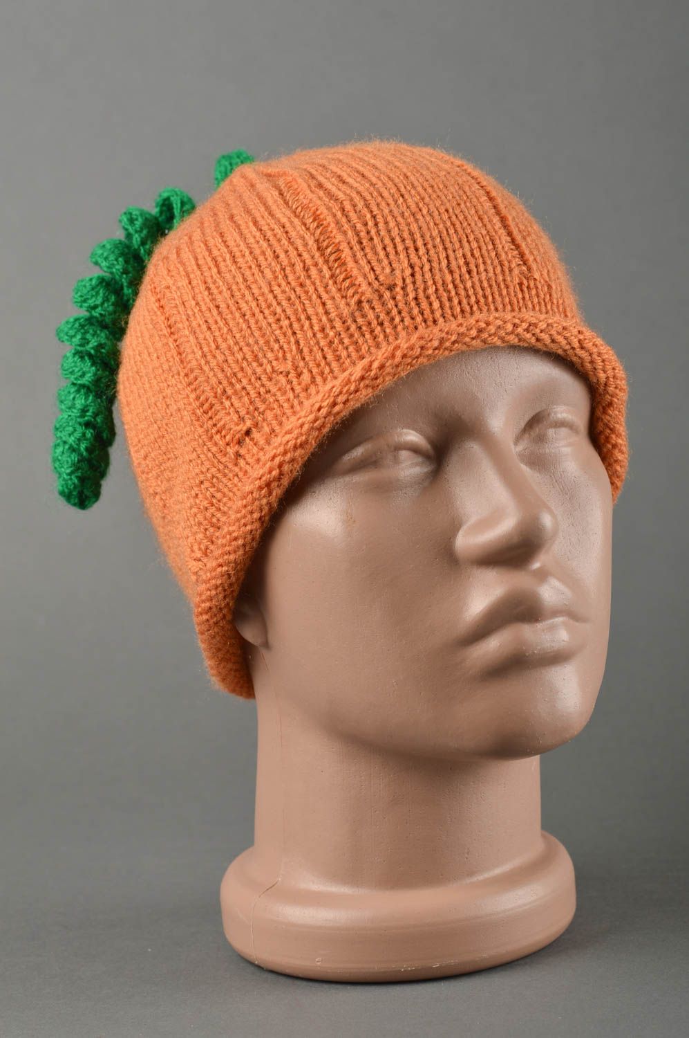 Gorro hecho a mano de color naranja ropa infantil regalo original para niñas foto 1