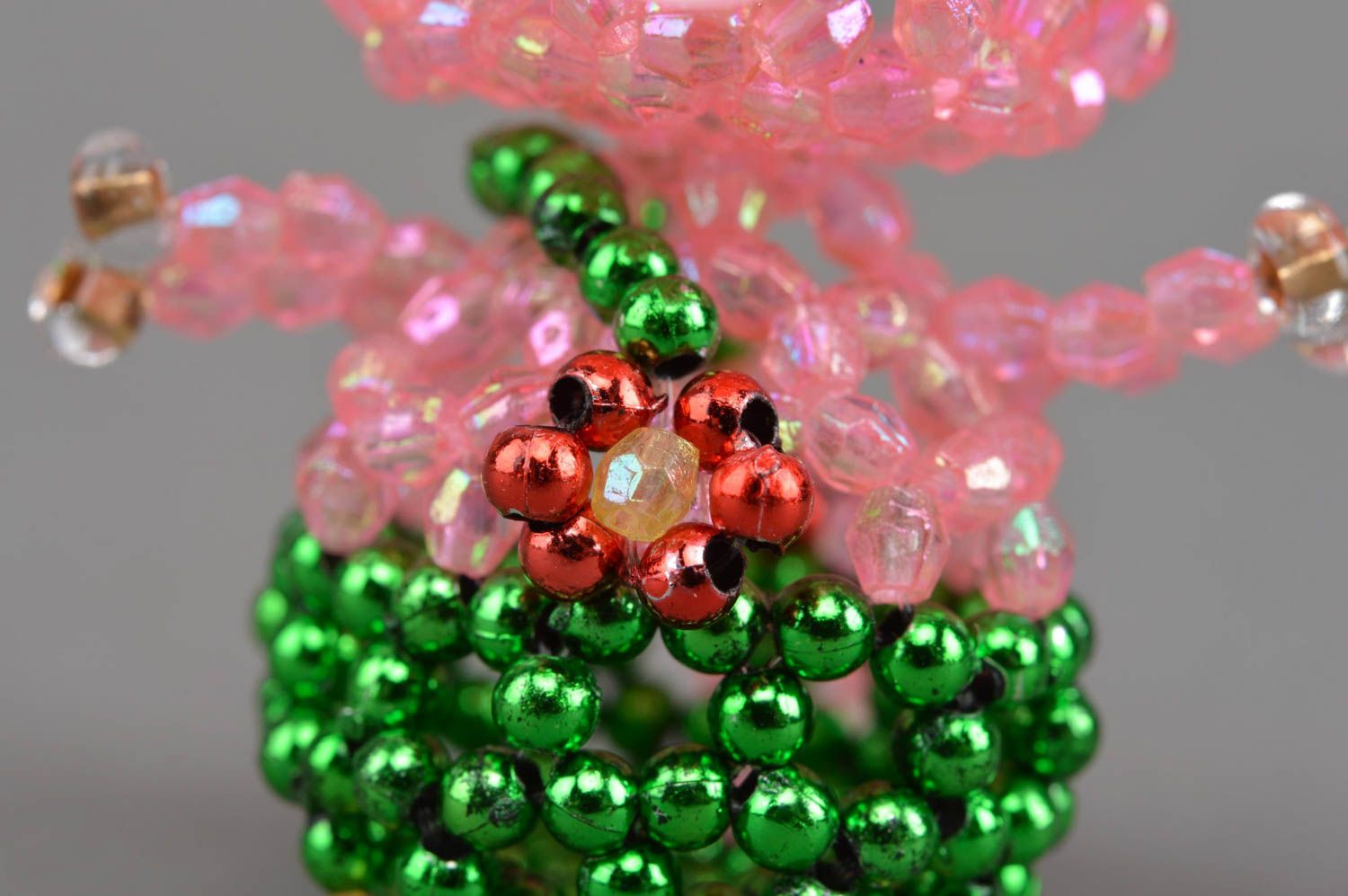 Cochon en perles de rocaille en pantalon vert figurine décorative faite main photo 5