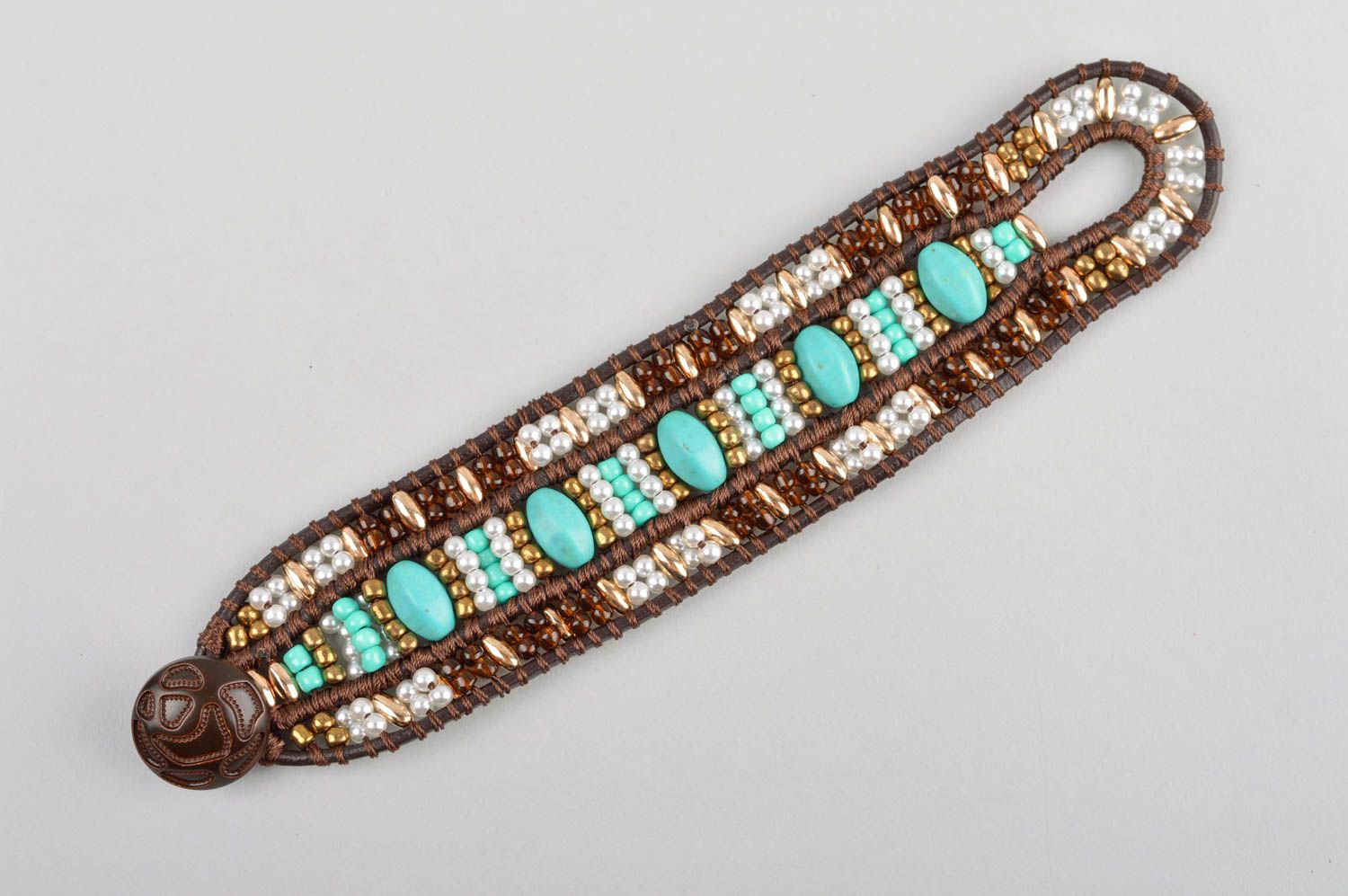 Bracelet perles rocaille large Bijou fait main design original Accessoire femme photo 4