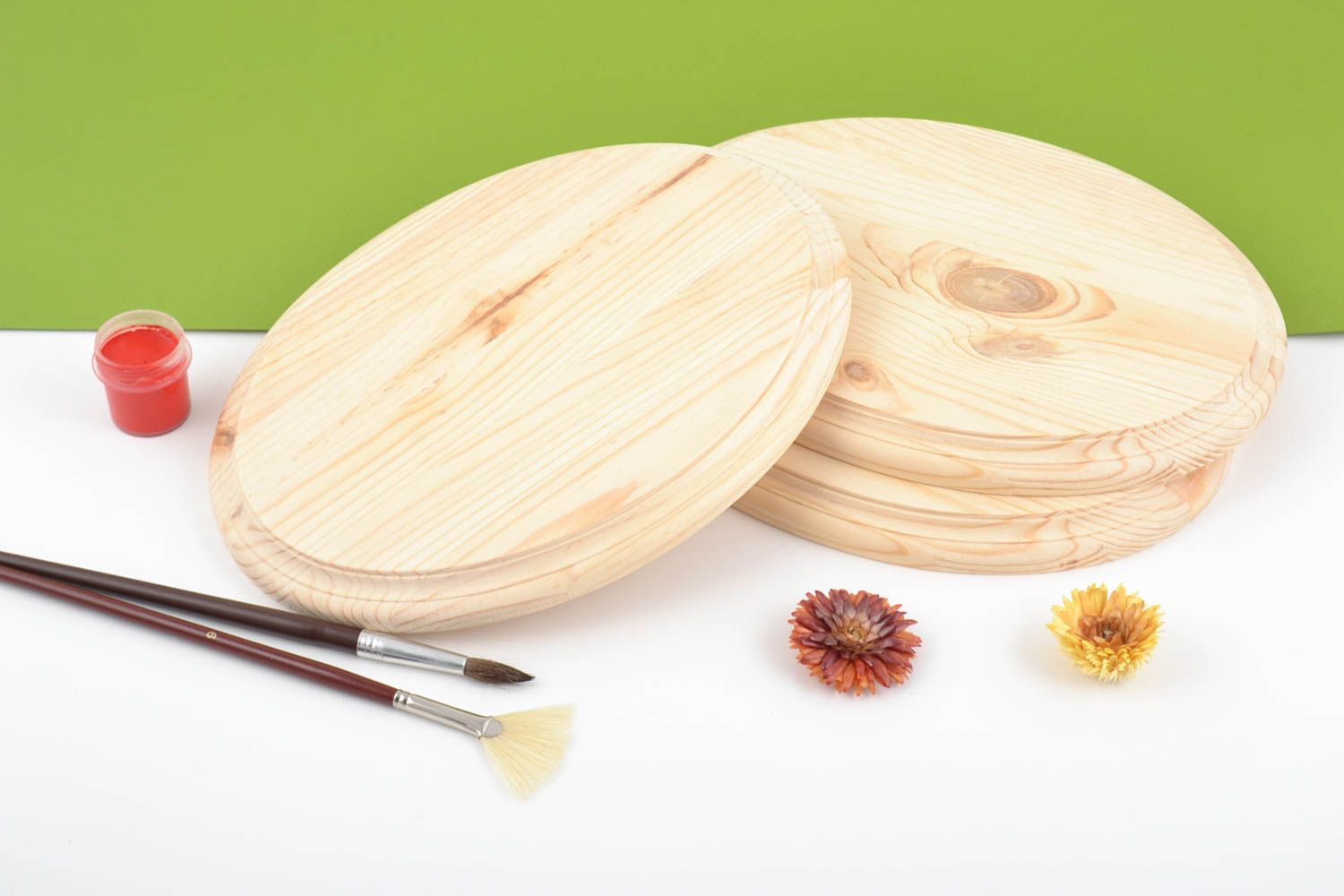 Wandbider aus Holz Set 3 Stück Rohlinge zum Bemalen oder für Decoupage handmade foto 1